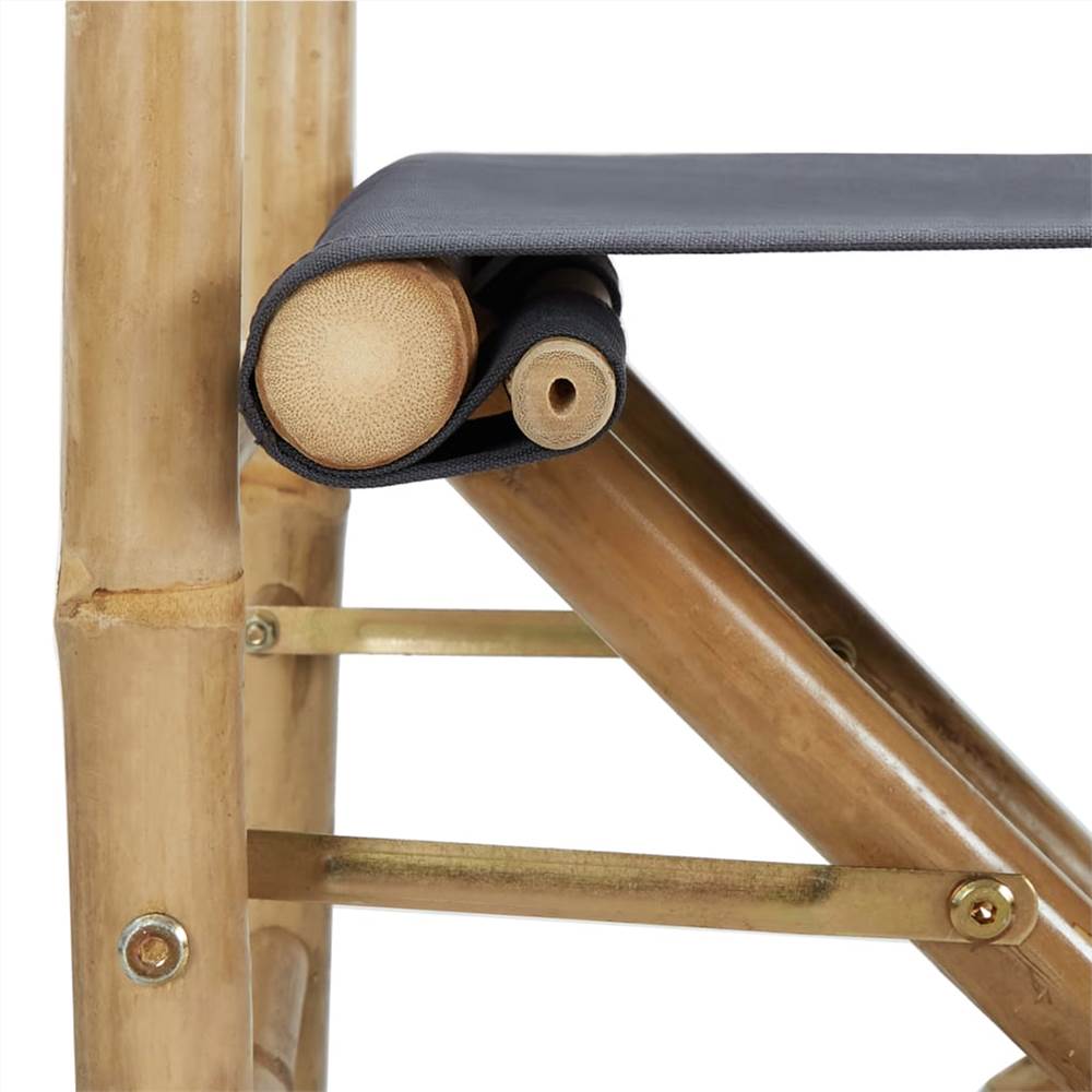 Folding Directors Chairs 2 pcs Dark Grey Bamboo and Fabric