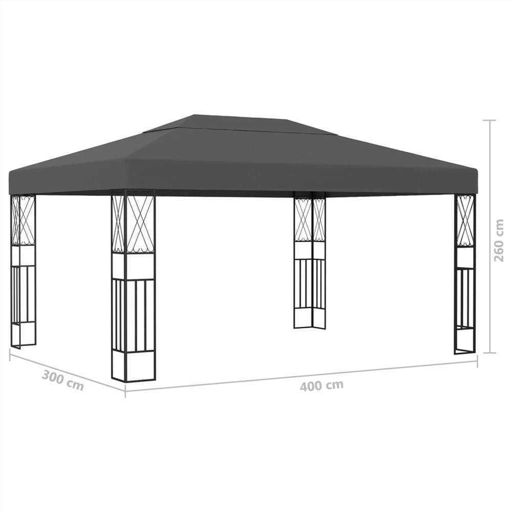 Gazebo with String Lights 3x4 m Anthracite Fabric