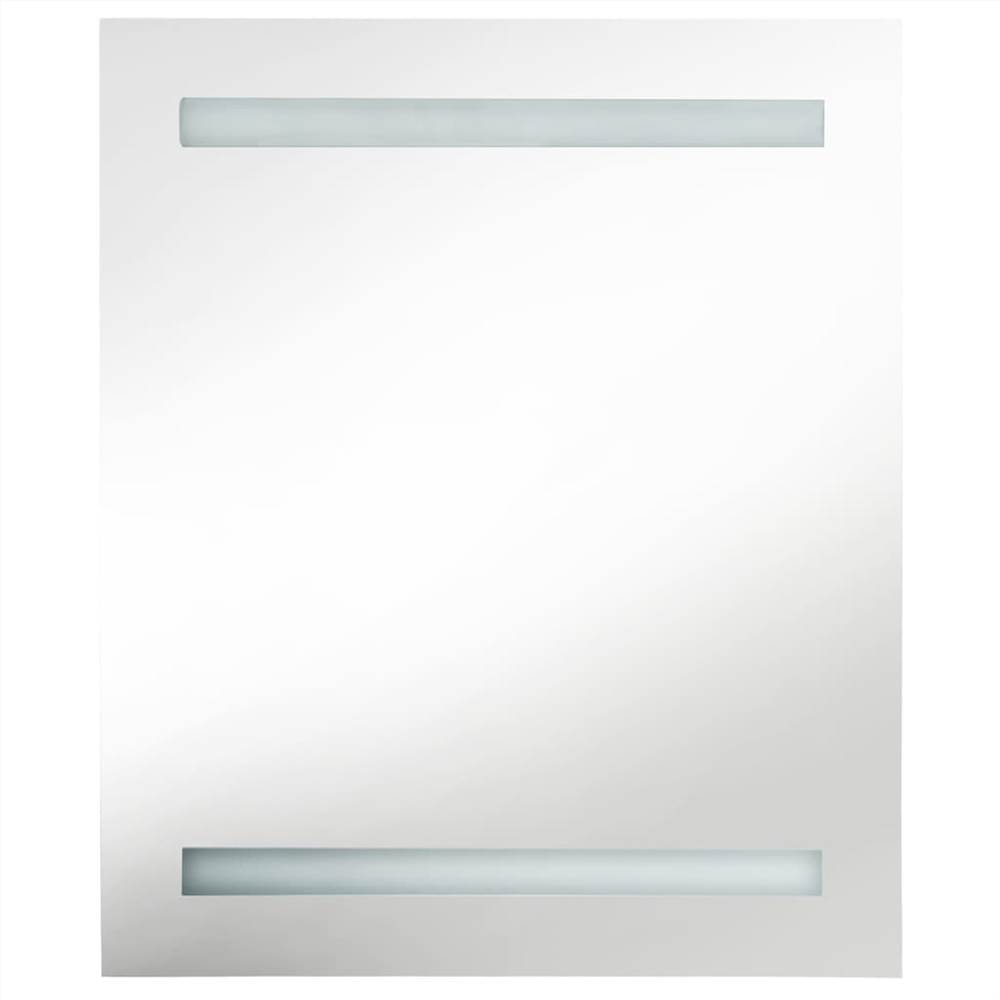 LED Bathroom Mirror Cabinet White and Oak 50x14x60 cm