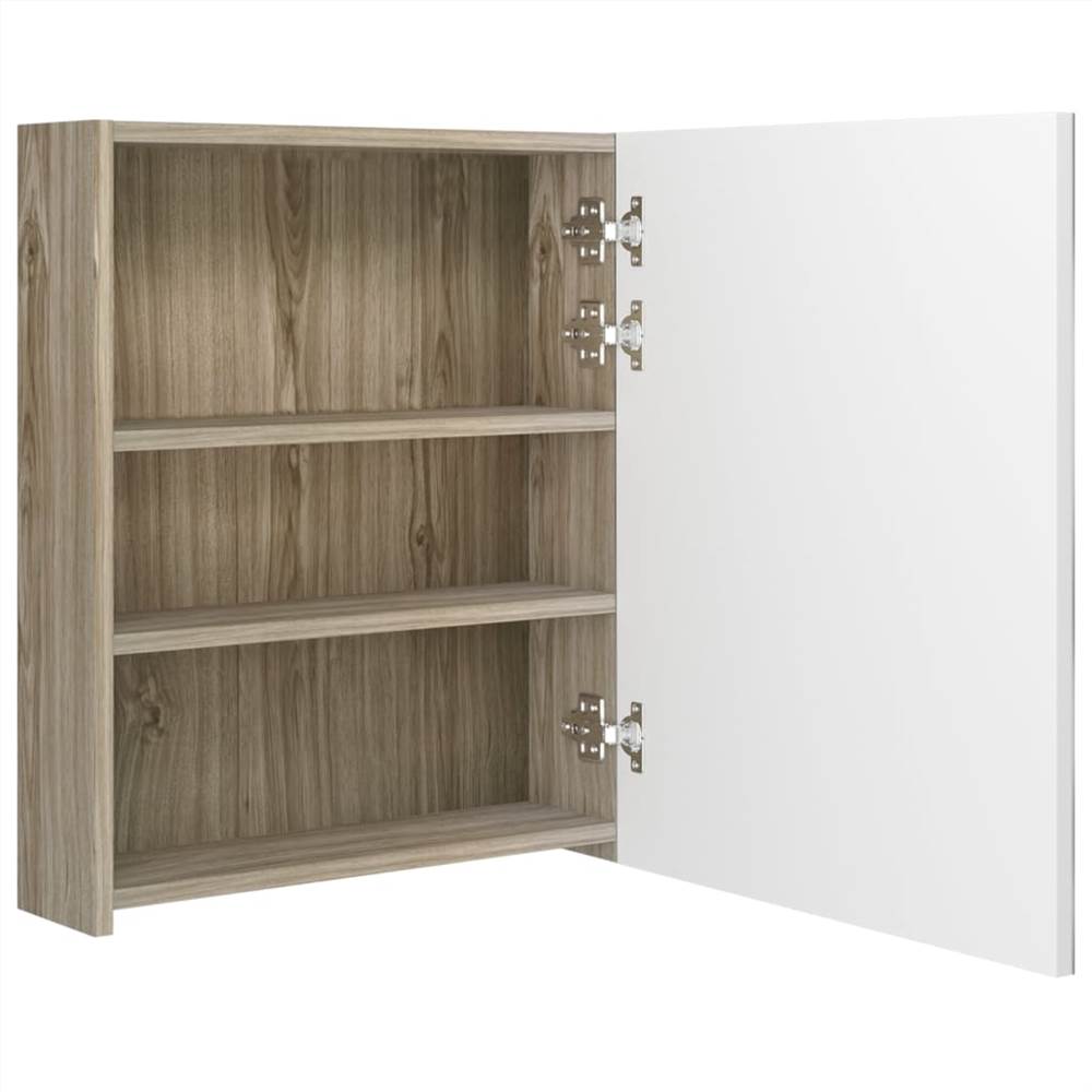 LED Bathroom Mirror Cabinet White and Oak 50x14x60 cm