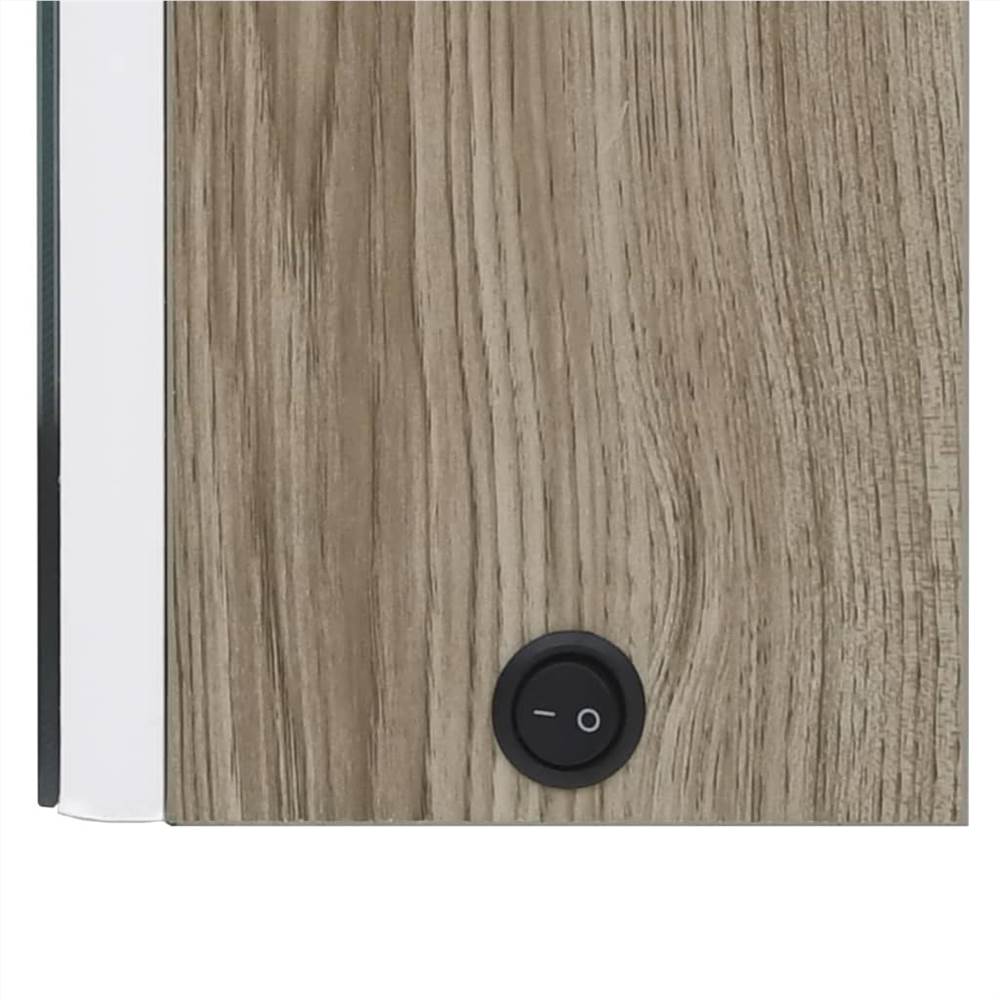 LED Bathroom Mirror Cabinet White and Oak 50x14x60 cm