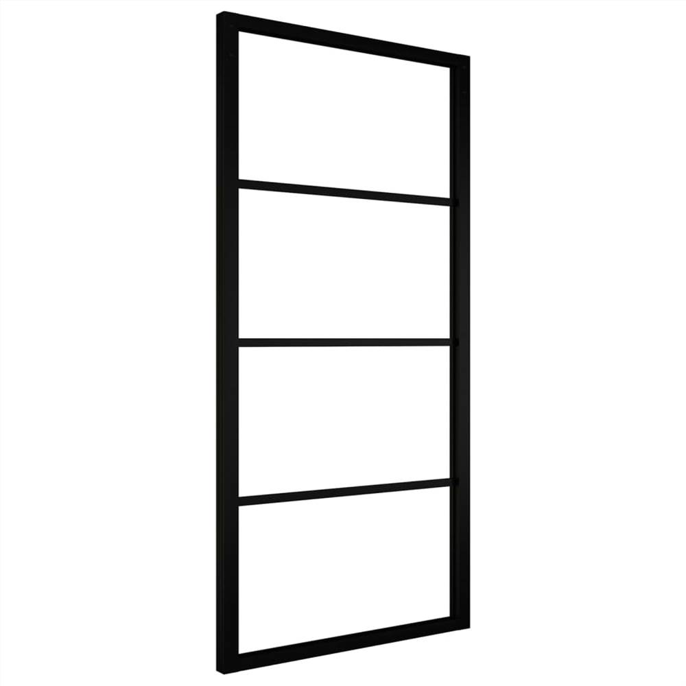 Sliding Door Aluminium and ESG Glass 90x205 cm Black
