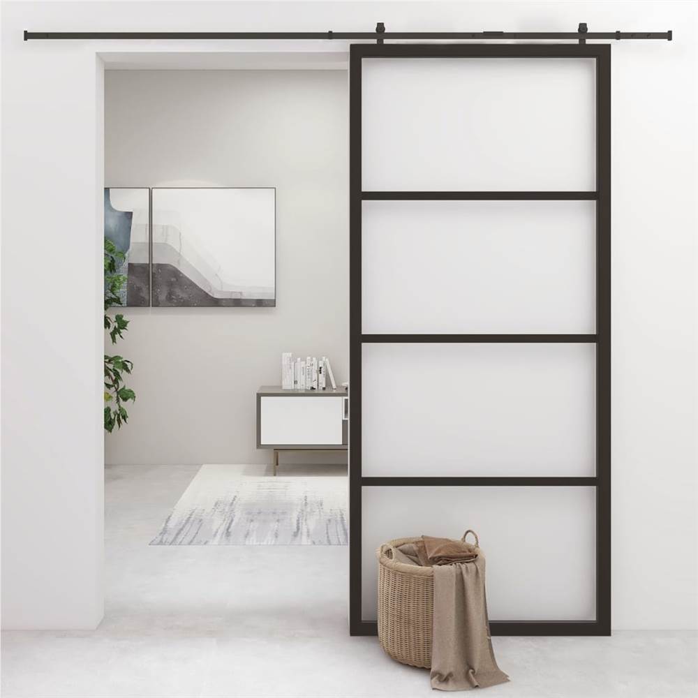 Sliding Door Aluminium and ESG Glass 90x205 cm Black