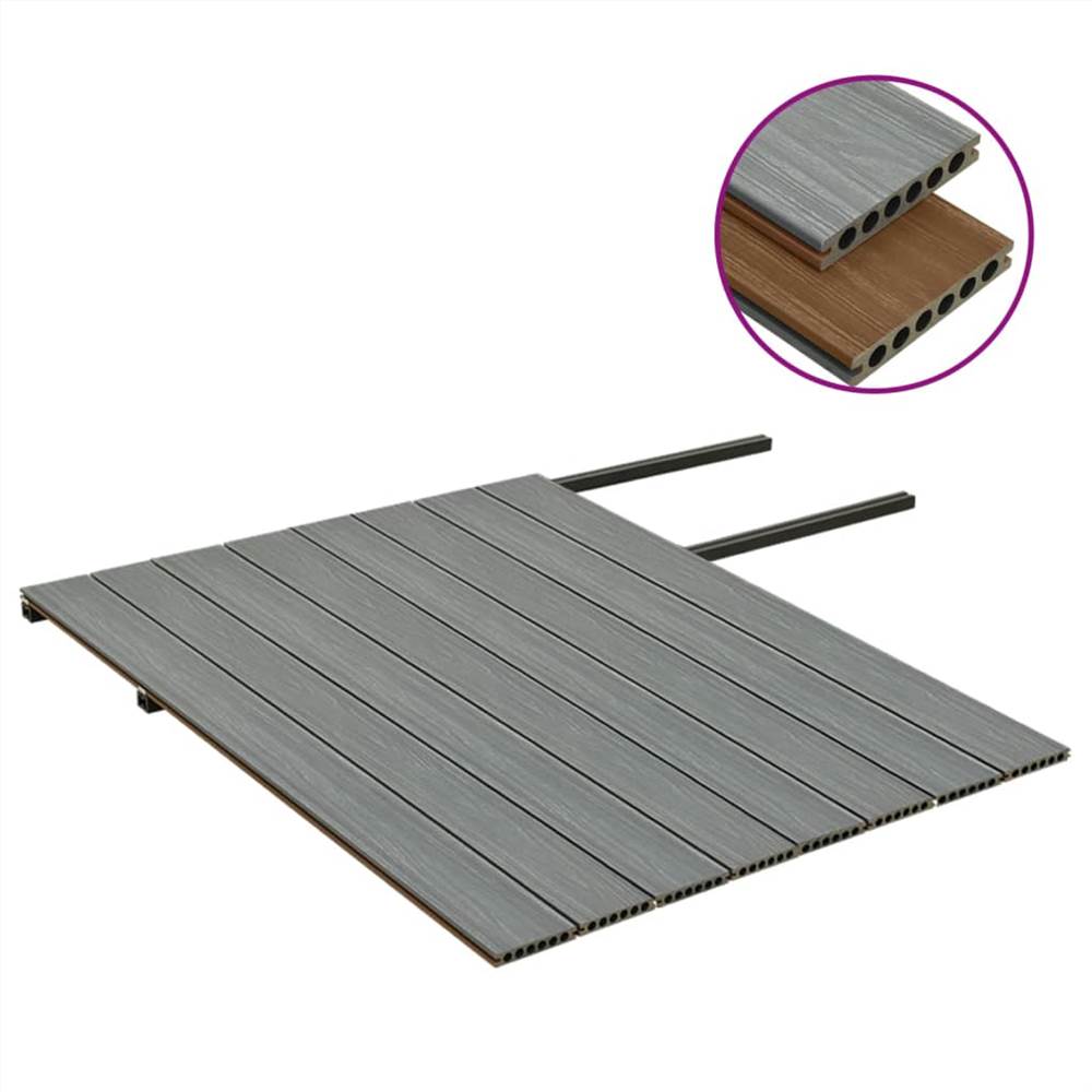 WPC Decking Boards with Accessories Brown and Grey 16 m² 2.2 m