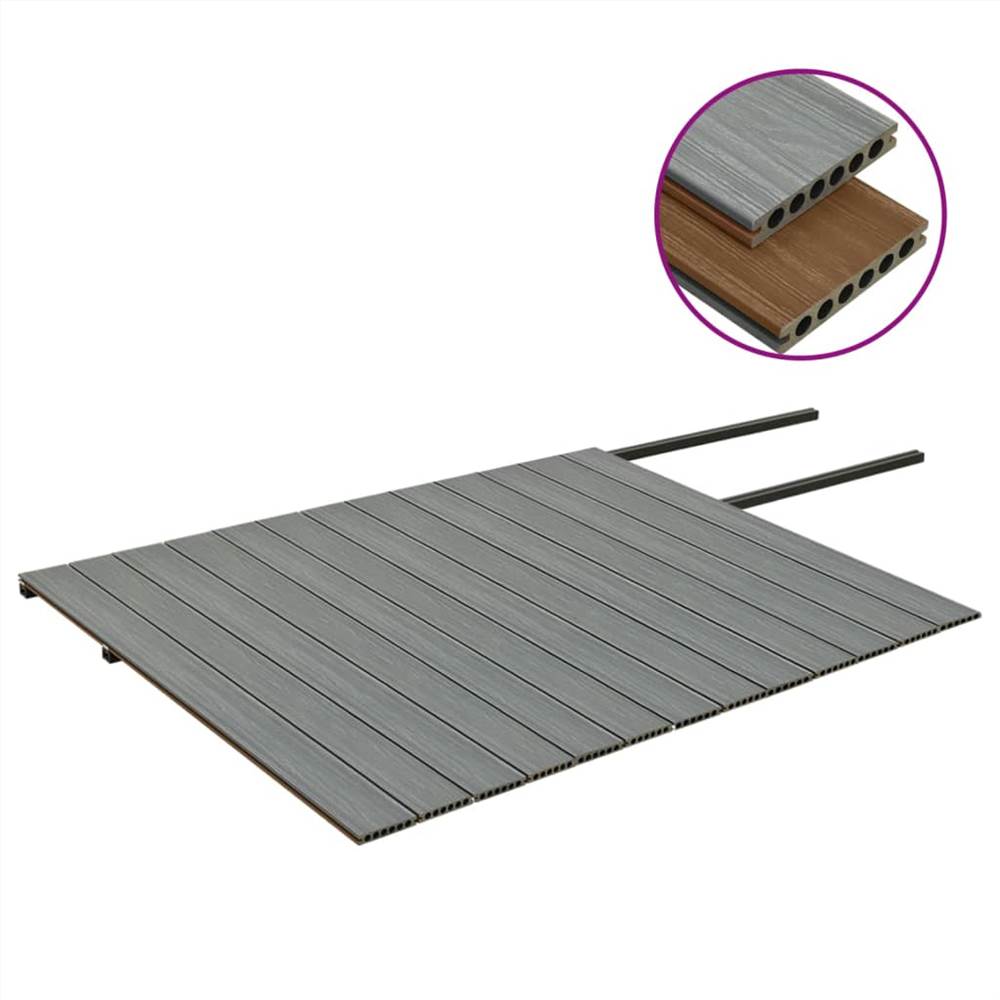 WPC Decking Boards with Accessories Brown and Grey 26 m² 2.2 m