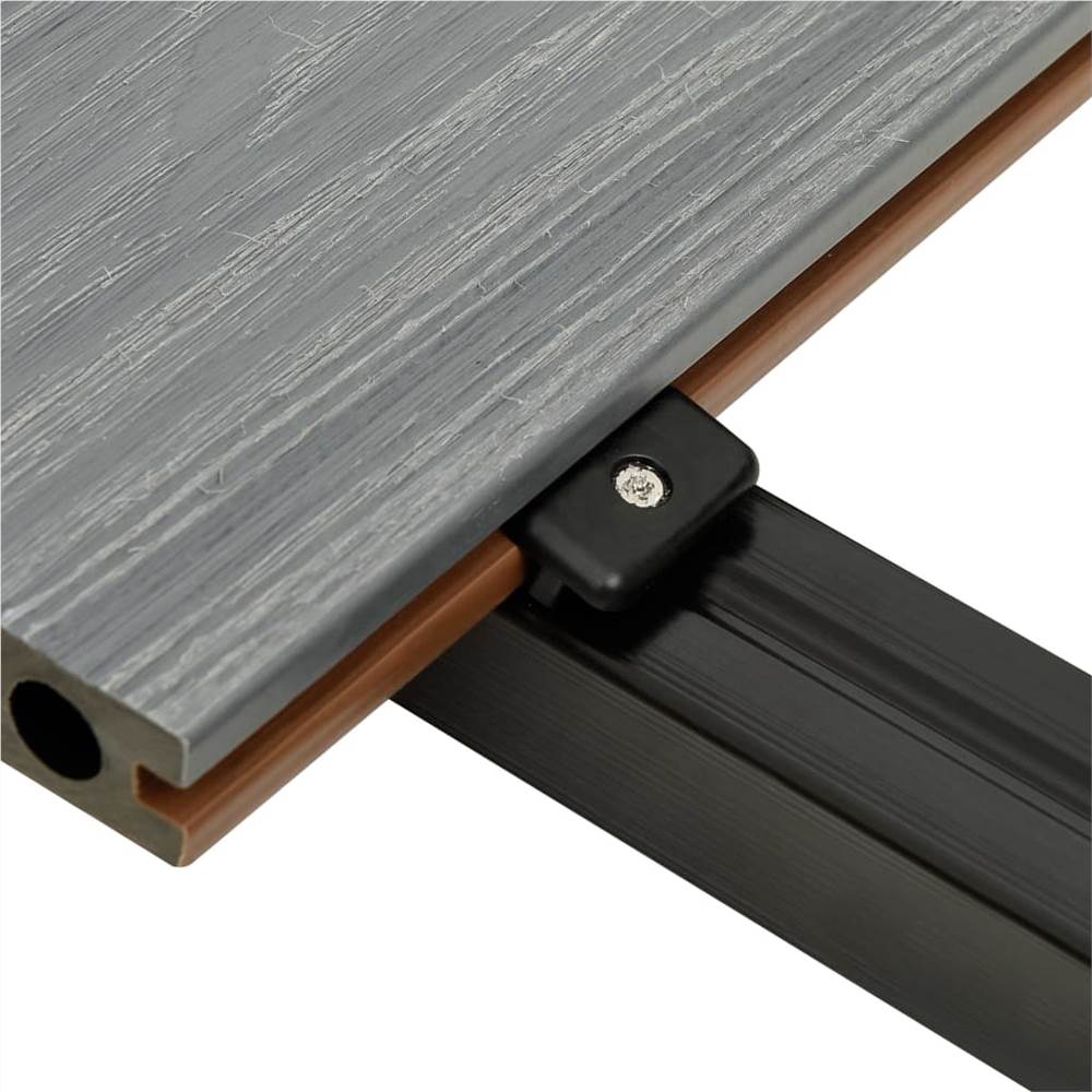 WPC Decking Boards with Accessories Brown and Grey 30 m² 2.2 m
