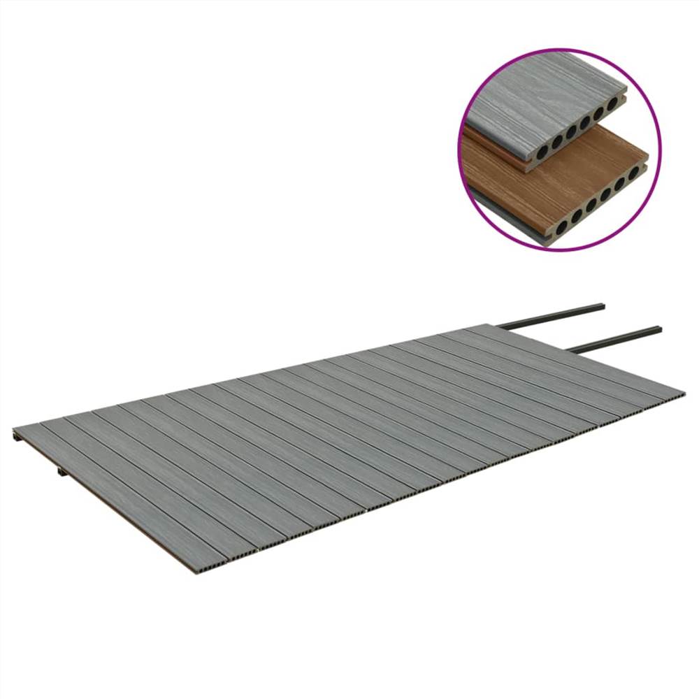 WPC Decking Boards with Accessories Brown and Grey 40 m² 2.2 m
