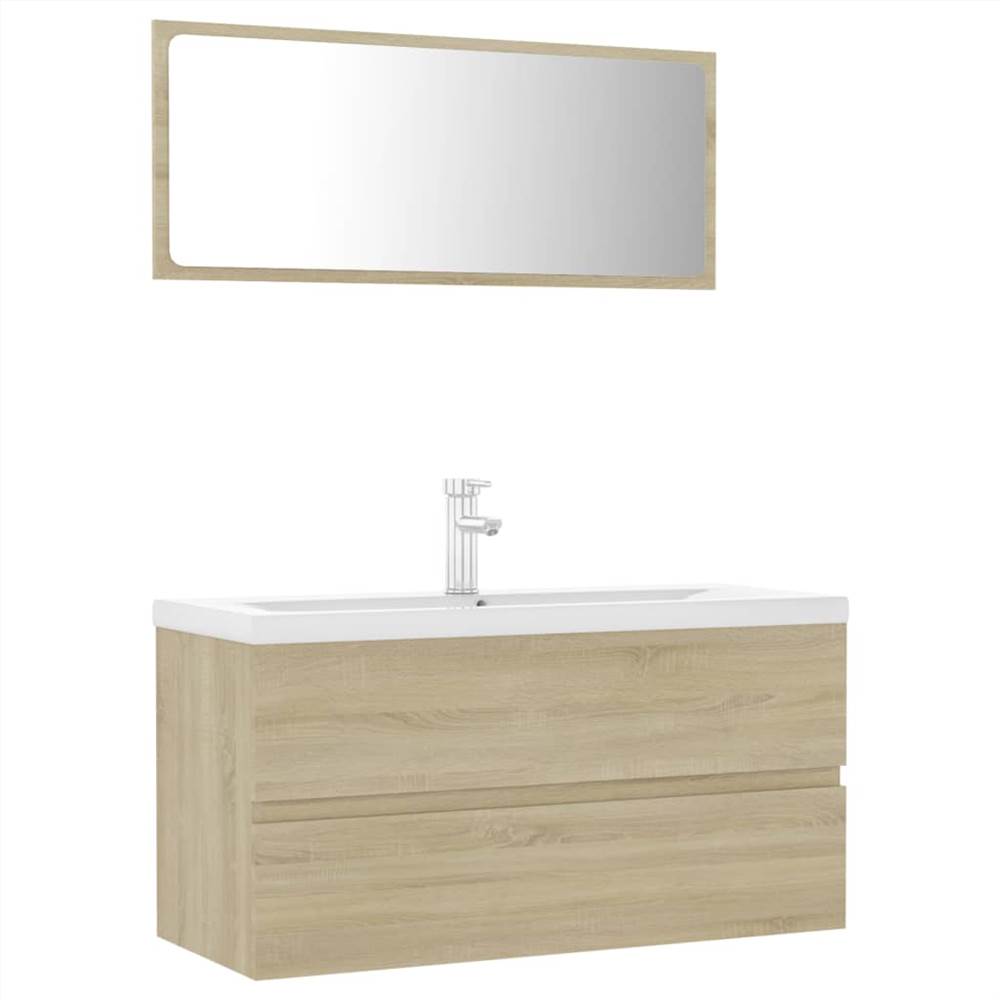 Bathroom Furniture Set Sonoma Oak Chipboard
