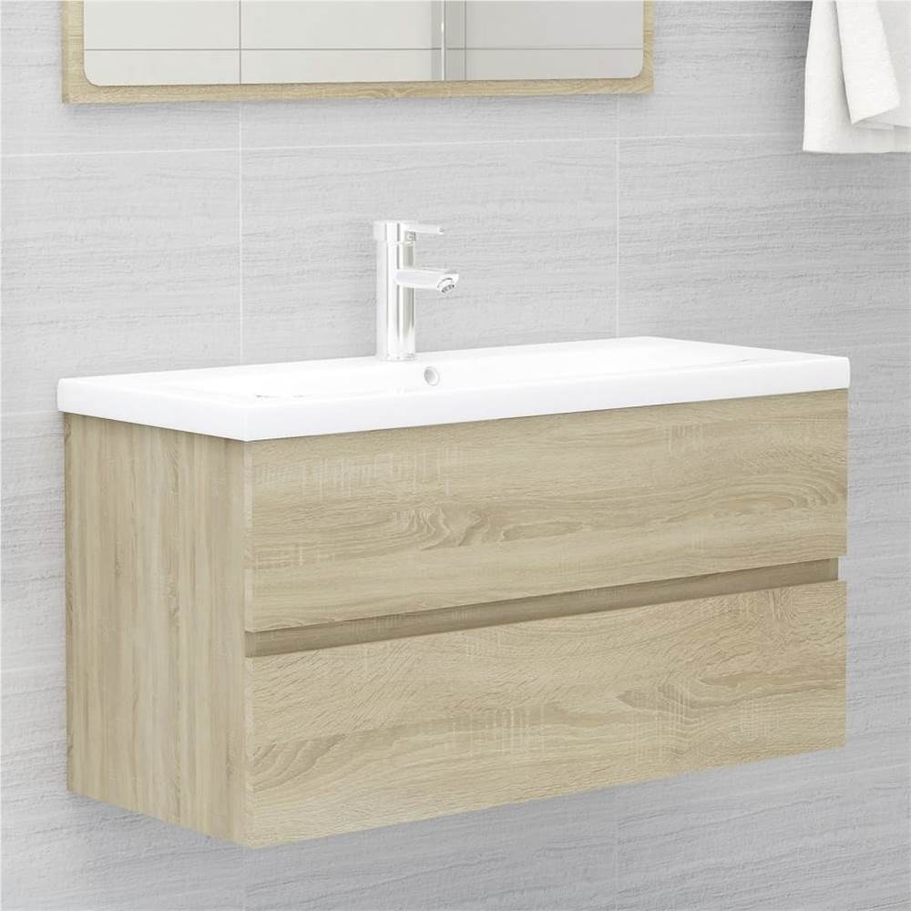 Bathroom Furniture Set Sonoma Oak Chipboard