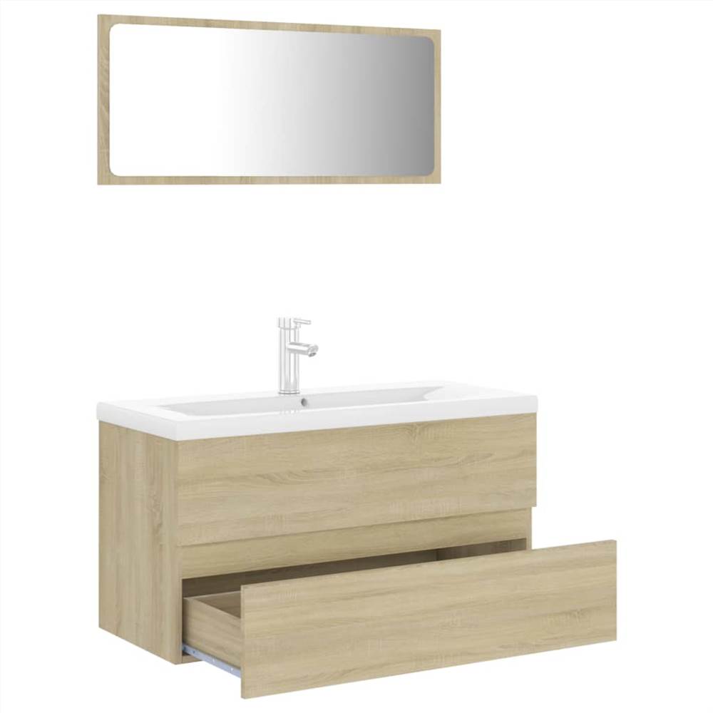 Bathroom Furniture Set Sonoma Oak Chipboard