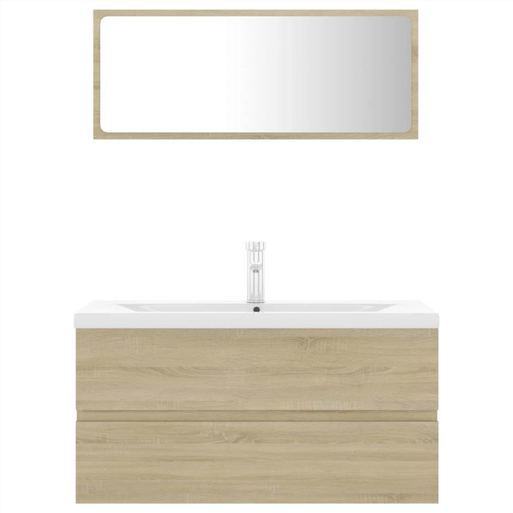 Bathroom Furniture Set Sonoma Oak Chipboard