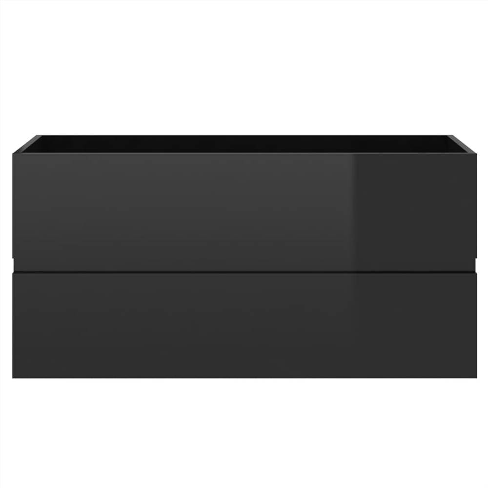 Sink Cabinet with Built-in Basin High Gloss Black Chipboard