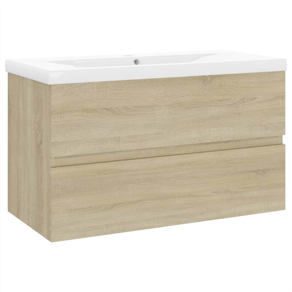 Sink Cabinet with Built-in Basin Sonoma Oak Chipboard
