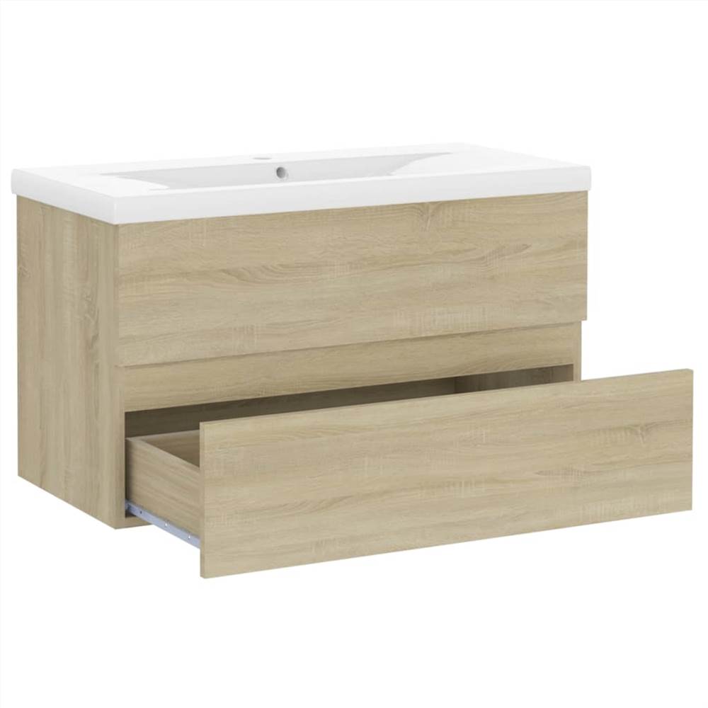 Sink Cabinet with Built-in Basin Sonoma Oak Chipboard