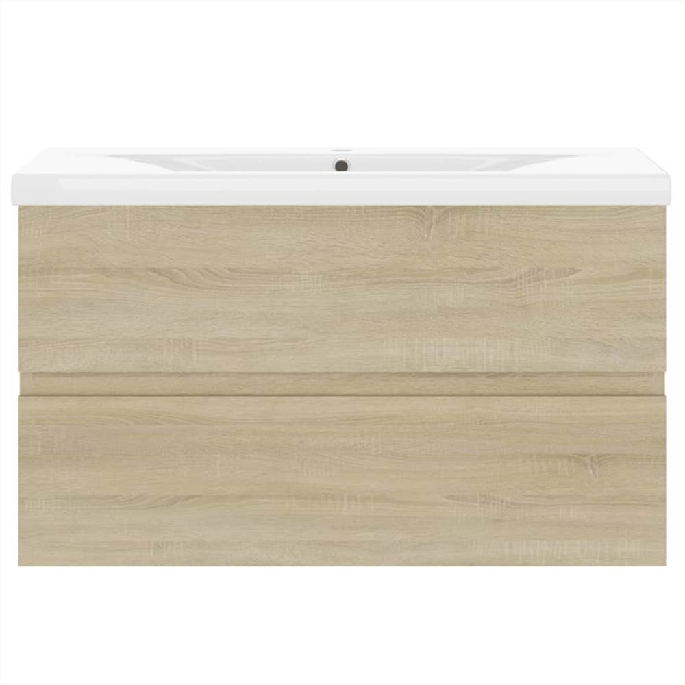 Sink Cabinet with Built-in Basin Sonoma Oak Chipboard