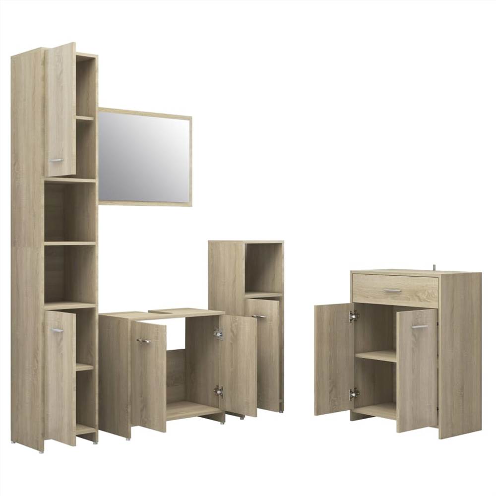 4 Piece Bathroom Furniture Set Sonoma Oak