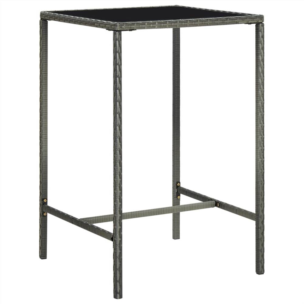 3 Piece Garden Bar Set Poly Rattan Grey