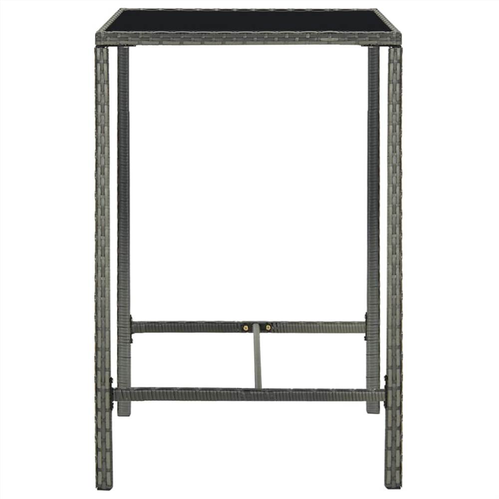 3 Piece Garden Bar Set Poly Rattan Grey
