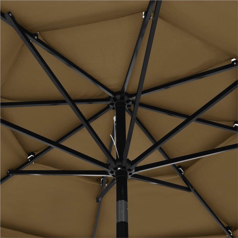 3-Tier Parasol with Aluminium Pole Taupe 3 m