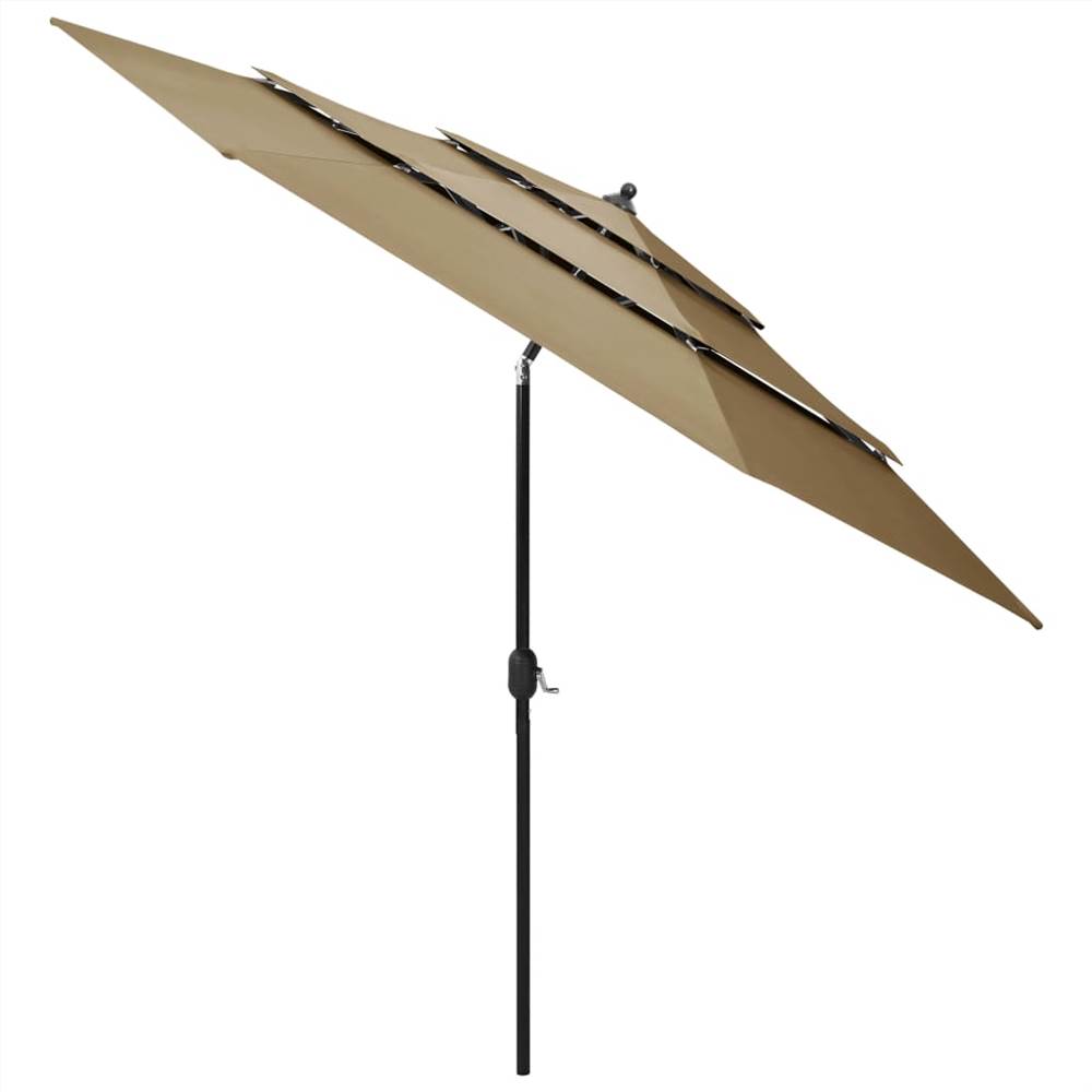3-Tier Parasol with Aluminium Pole Taupe 3 m