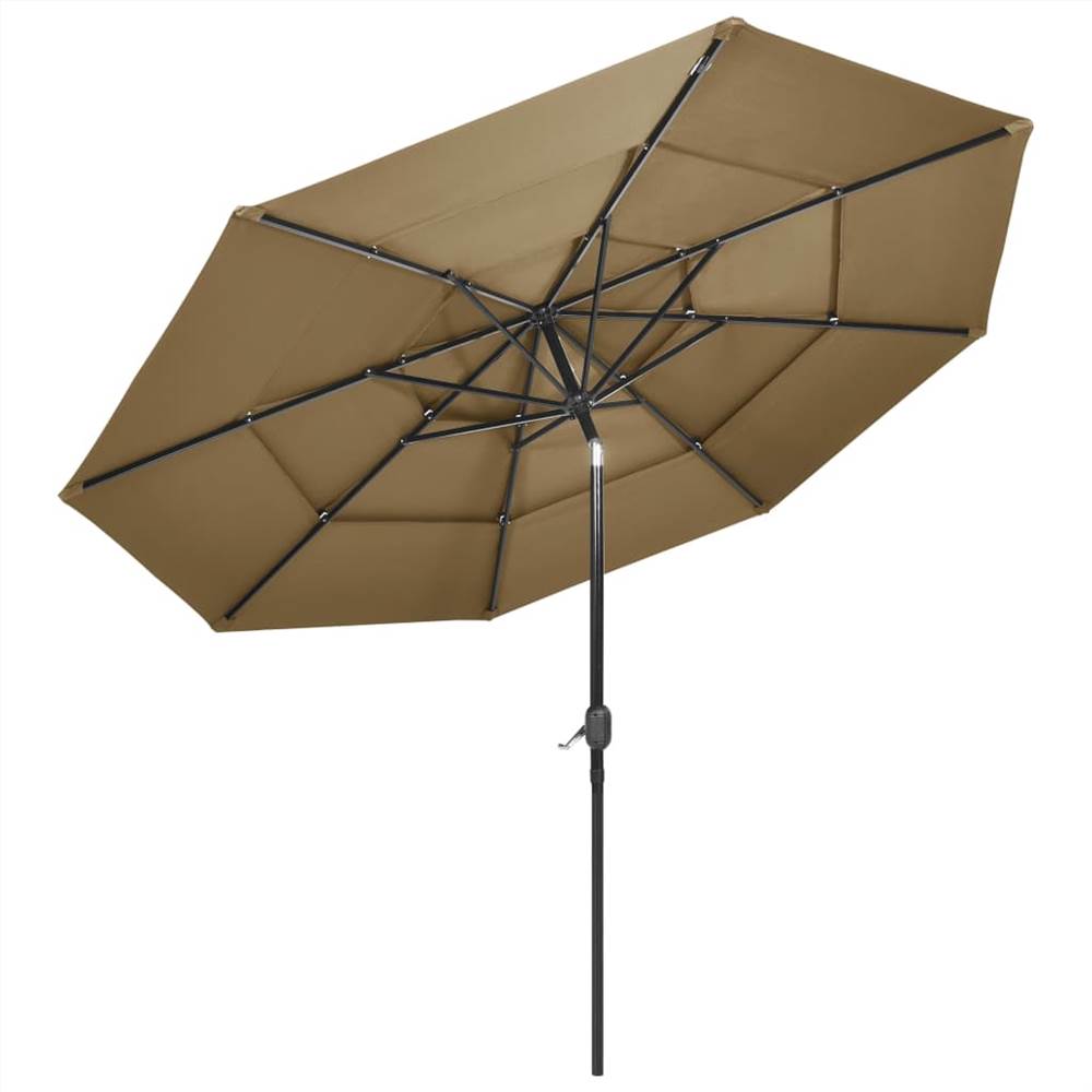 3-Tier Parasol with Aluminium Pole Taupe 3 m