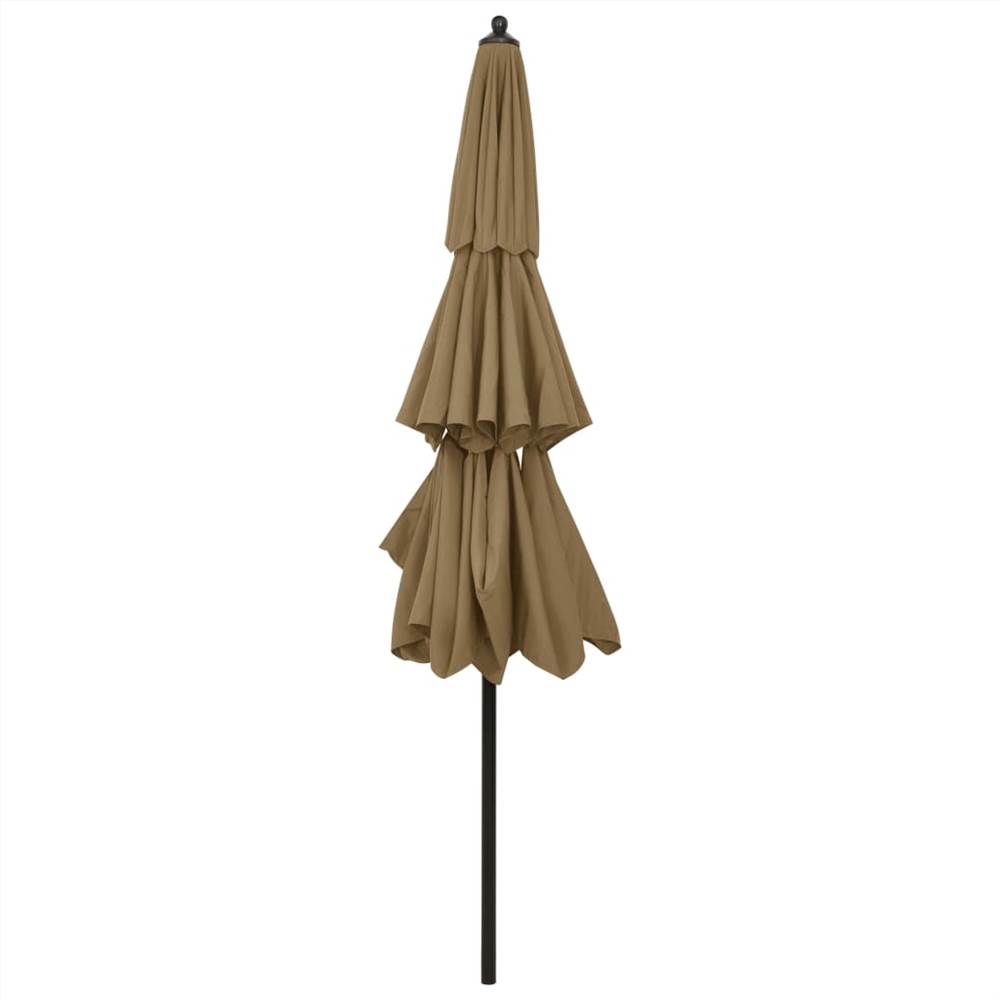 3-Tier Parasol with Aluminium Pole Taupe 3 m