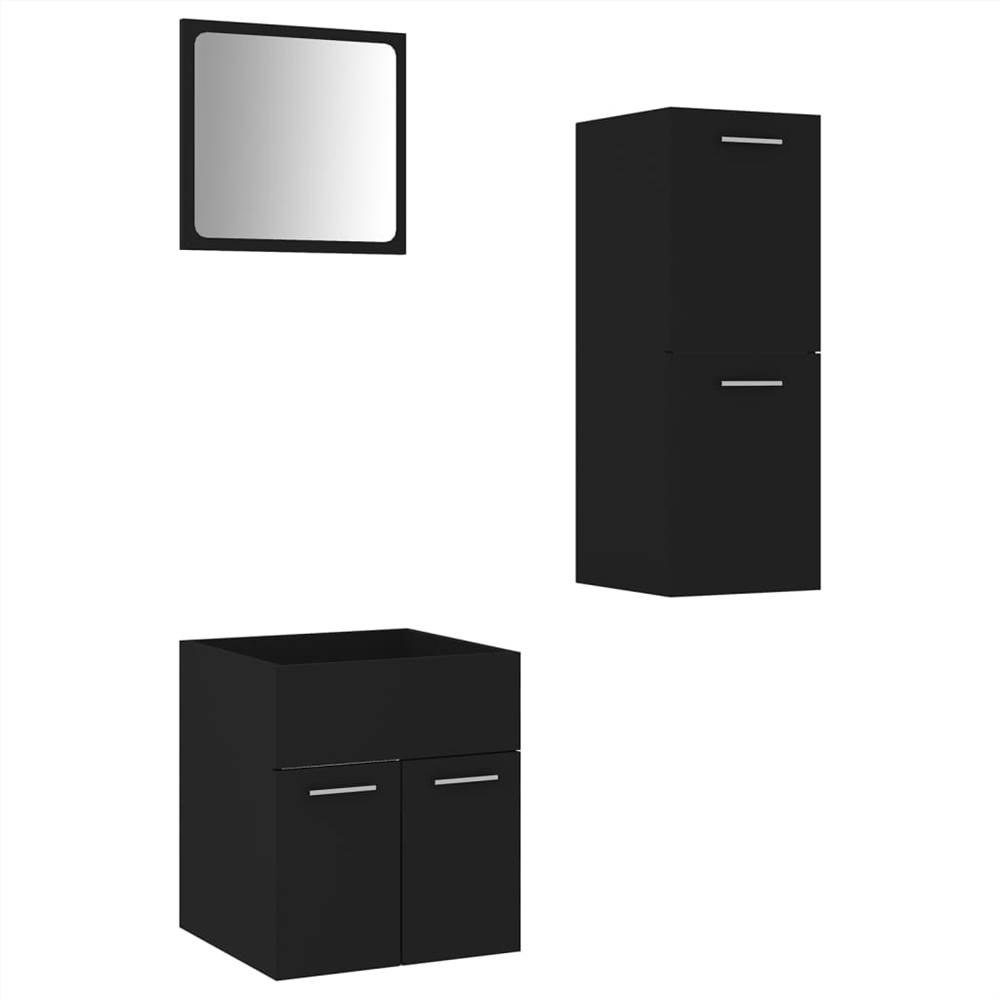 Bathroom Furniture Set Black Chipboard
