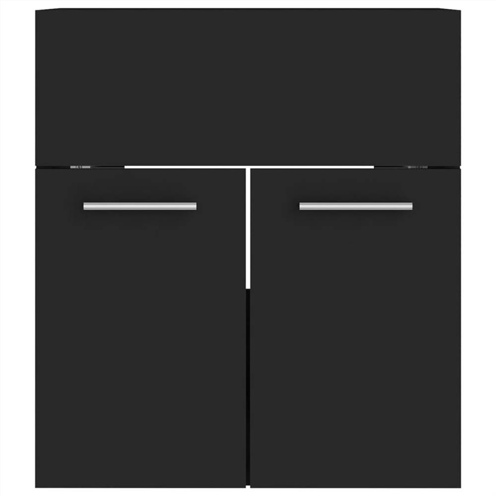 Bathroom Furniture Set Black Chipboard