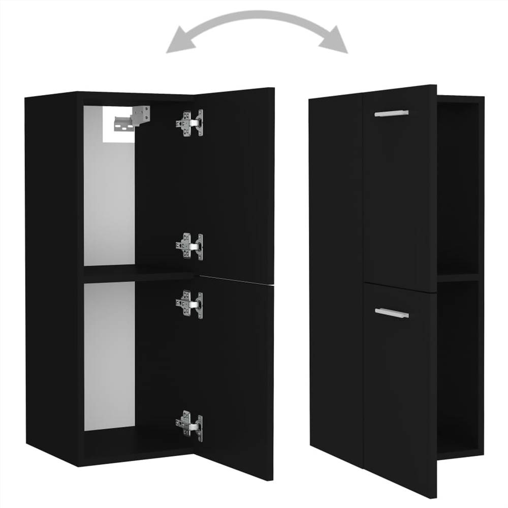 Bathroom Furniture Set Black Chipboard