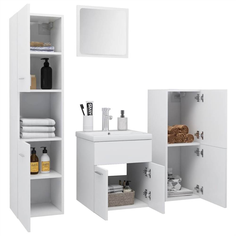 Bathroom Furniture Set White Chipboard