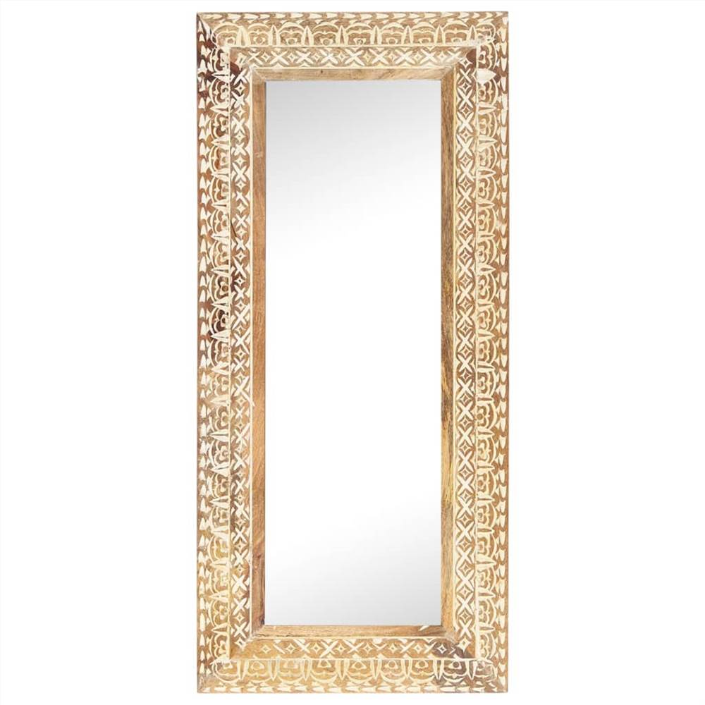 Hand-Carved Mirror 110x50x11 cm Solid Mango Wood
