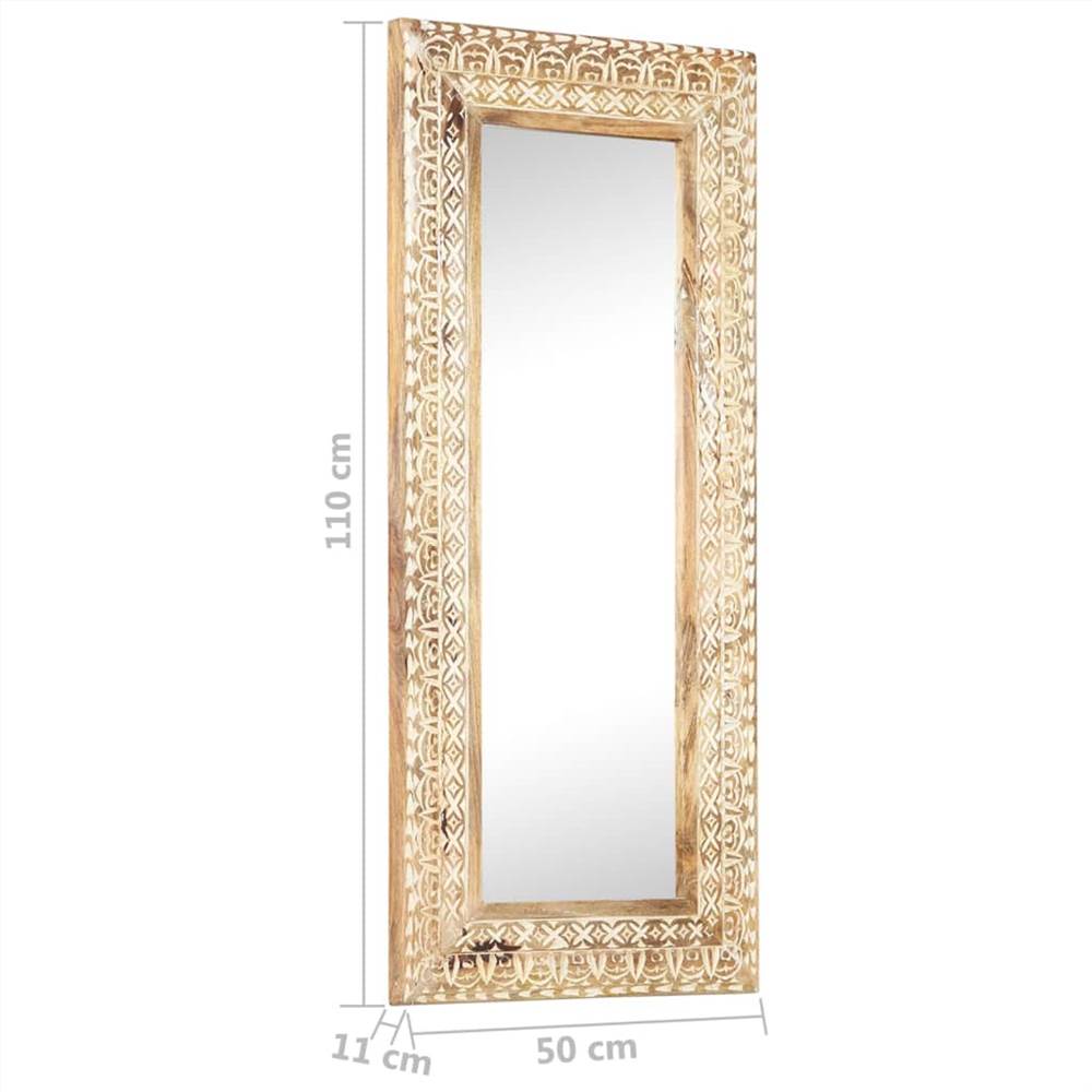 Hand-Carved Mirror 110x50x11 cm Solid Mango Wood