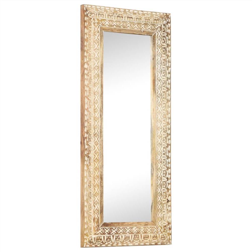Hand-Carved Mirror 110x50x11 cm Solid Mango Wood