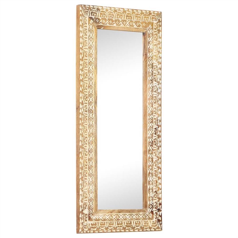 Hand-Carved Mirror 110x50x11 cm Solid Mango Wood
