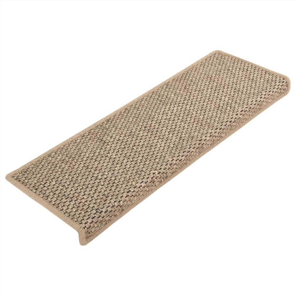 Self-adhesive Stair Mats Sisal-Look 15 pcs 65x25 cm Dark Beige
