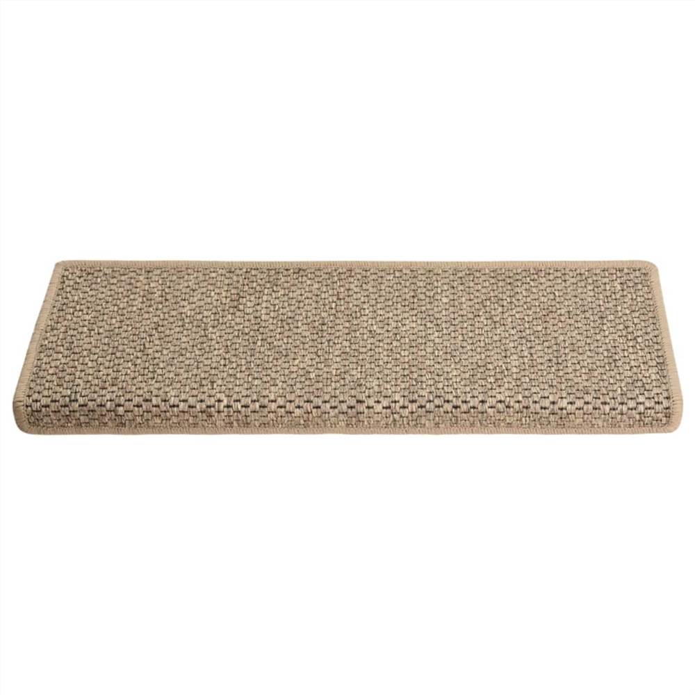 Self-adhesive Stair Mats Sisal-Look 15 pcs 65x25 cm Dark Beige