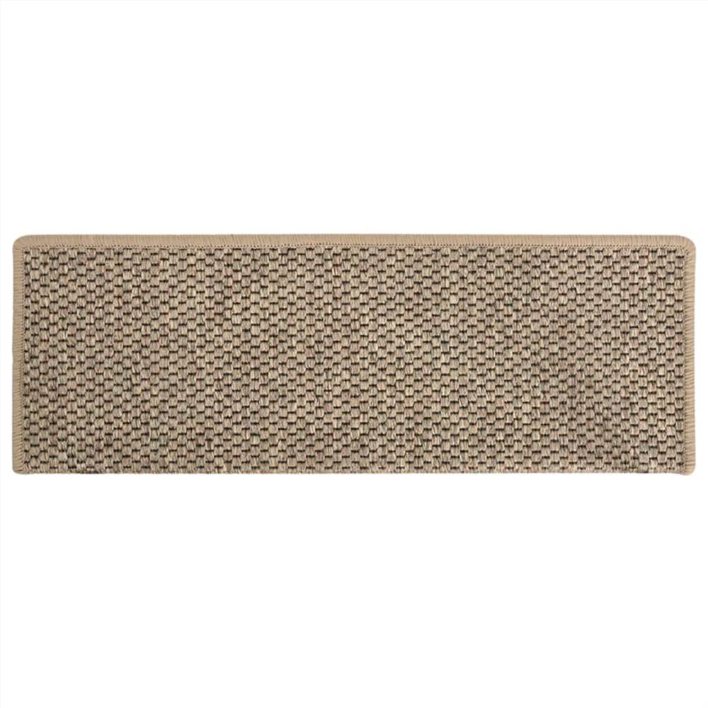 Self-adhesive Stair Mats Sisal-Look 15 pcs 65x25 cm Dark Beige