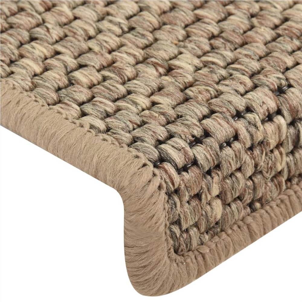 Self-adhesive Stair Mats Sisal-Look 15 pcs 65x25 cm Dark Beige