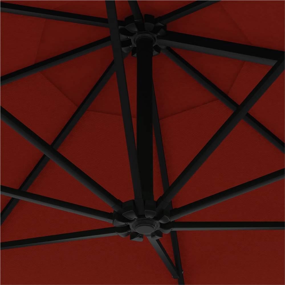Wall-mounted Parasol with LEDs and Metal Pole 300 cm Terracotta