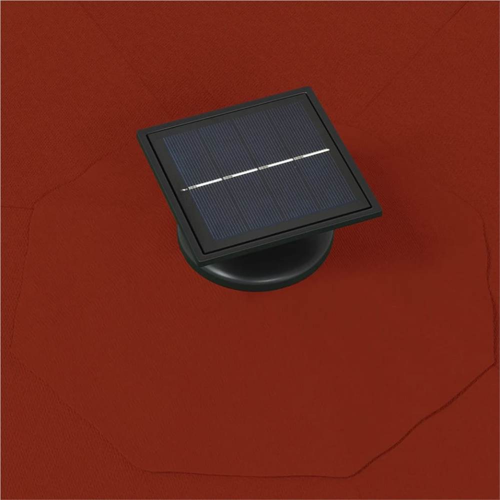 Wall-mounted Parasol with LEDs and Metal Pole 300 cm Terracotta