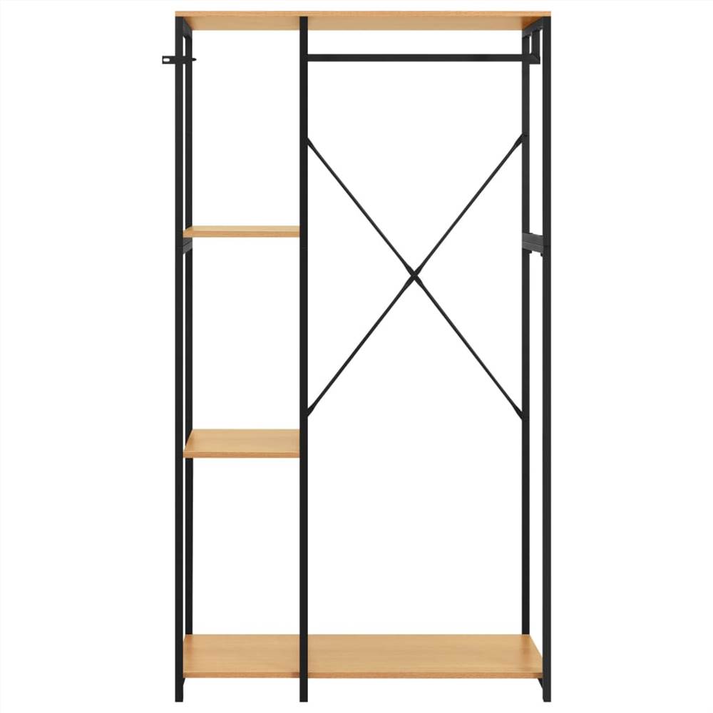 Wardrobe Black and Oak 90x40x167 cm Metal and Chipboard