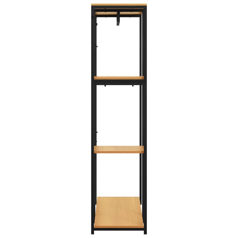 Wardrobe Black and Oak 90x40x167 cm Metal and Chipboard