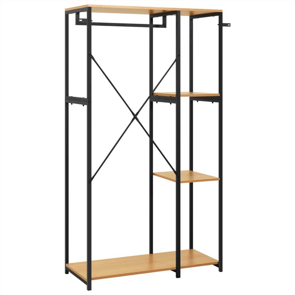 Wardrobe Black and Oak 90x40x167 cm Metal and Chipboard