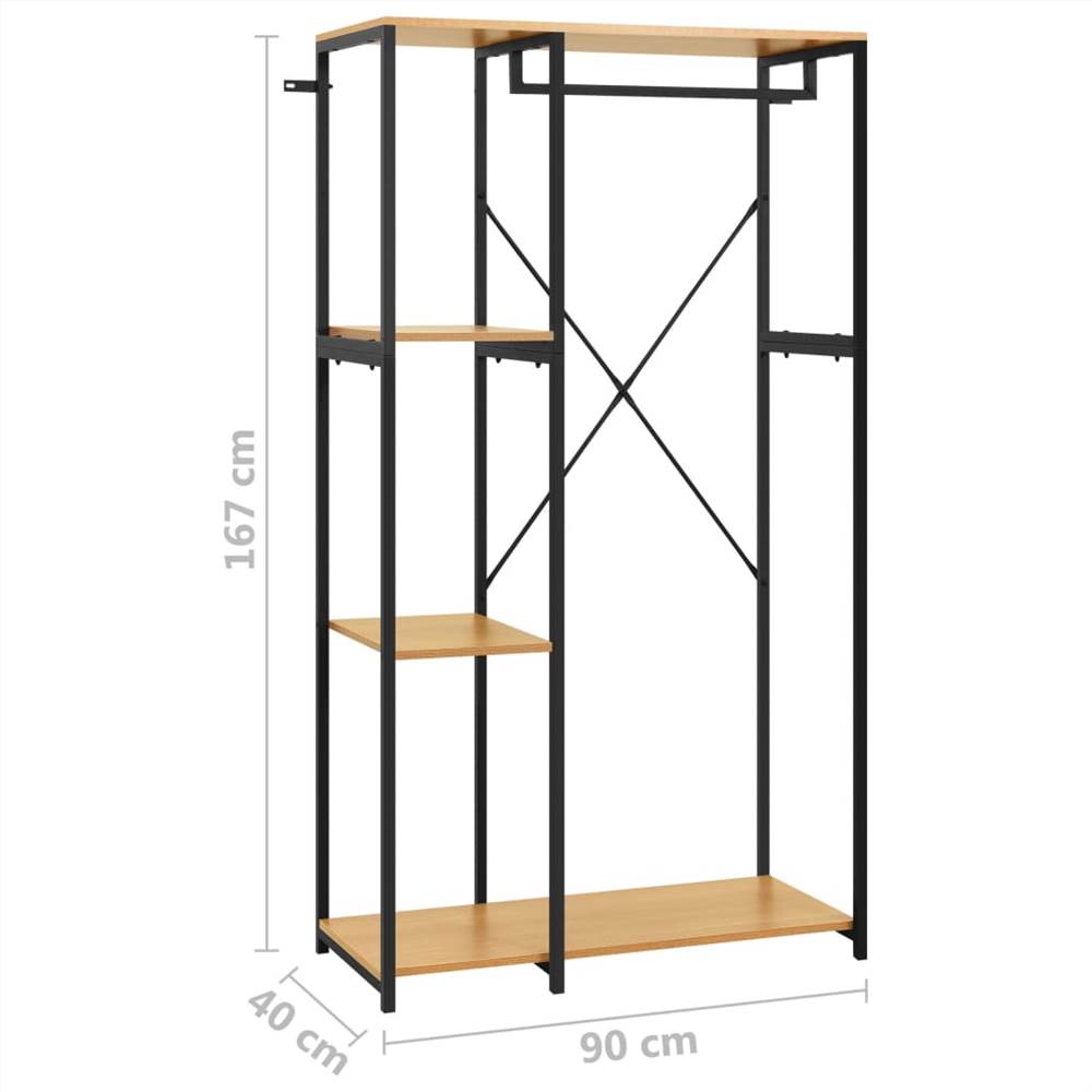 Wardrobe Black and Oak 90x40x167 cm Metal and Chipboard