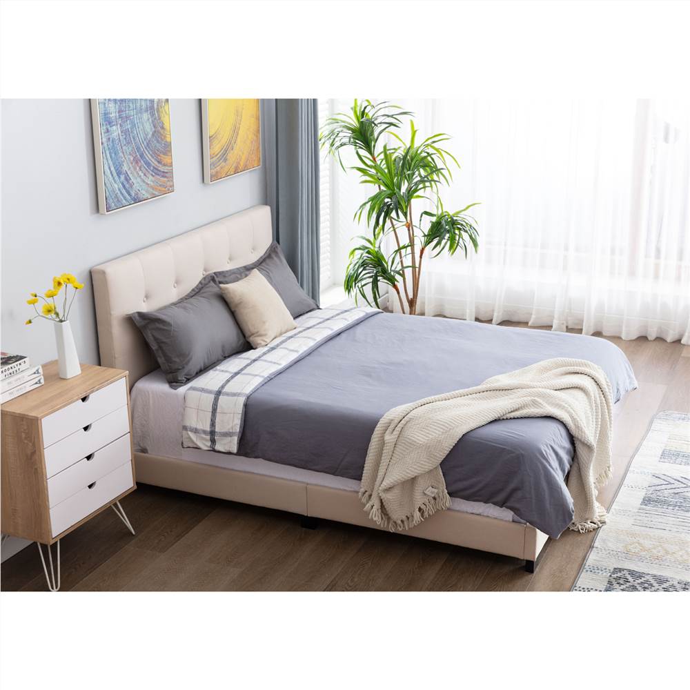 Queen-Size Linen Upholstered Platform Bed Frame with Adjustable Headboard, and Wooden Slats Support, Box Spring Needed - Beige
Queen-Size Linen Upholstered Platform Bed Frame with Adjustable Headboard, and Wooden Slats Support, Box Spring Needed - Beige