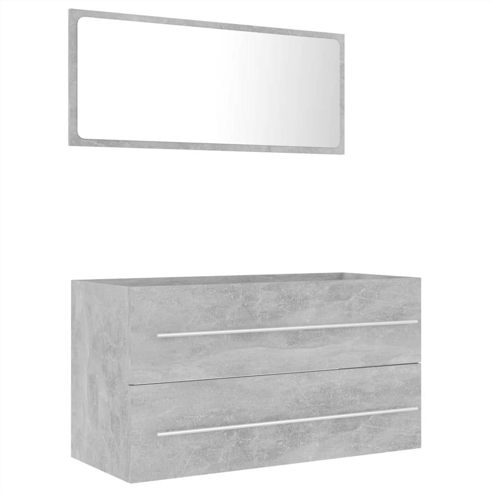 2 Piece Bathroom Furniture Set Concrete Grey Chipboard