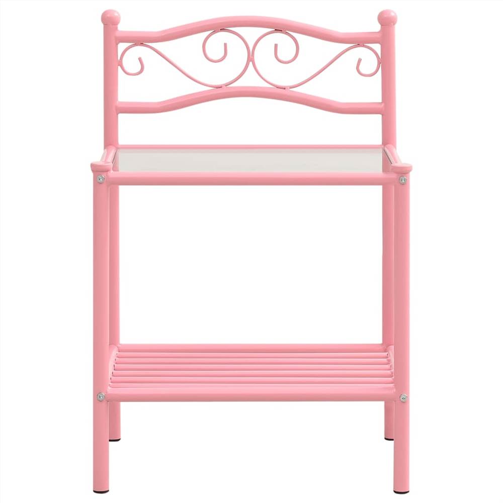 Bedside Cabinet Pink & Transparent 43x33x65 cm Metal and Glass