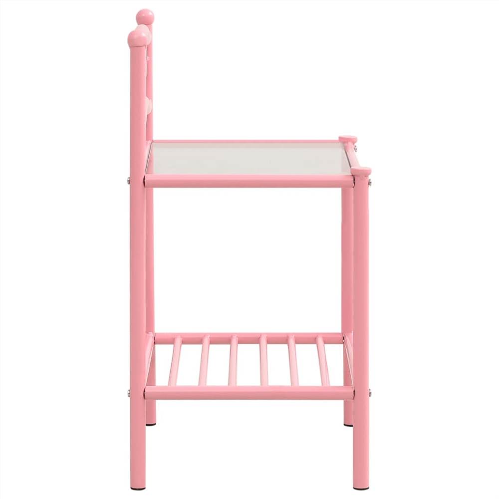 Bedside Cabinet Pink & Transparent 43x33x65 cm Metal and Glass