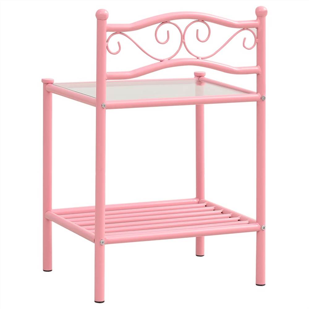 Bedside Cabinet Pink & Transparent 43x33x65 cm Metal and Glass
