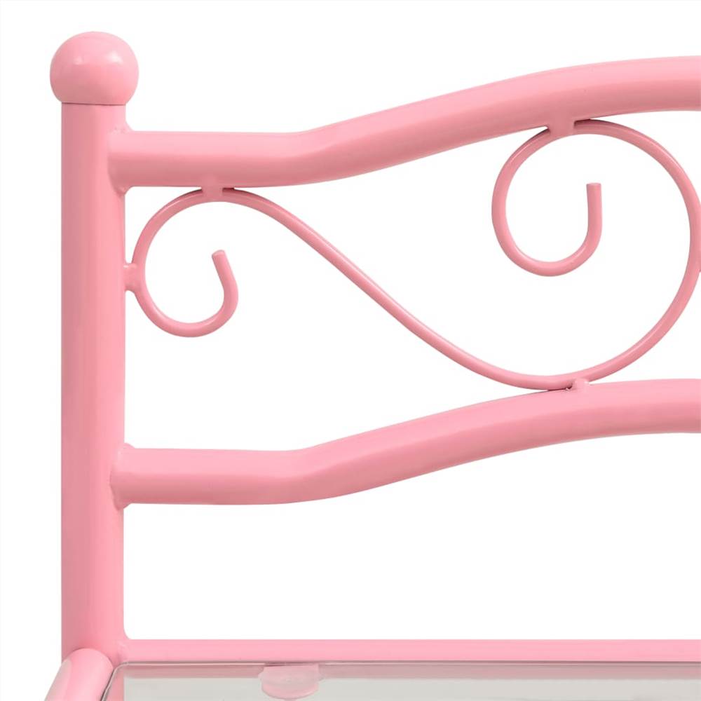 Bedside Cabinet Pink & Transparent 43x33x65 cm Metal and Glass